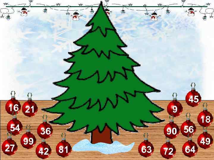 16 21 54 27 99 9 90 56 36 42 45 81 63 72