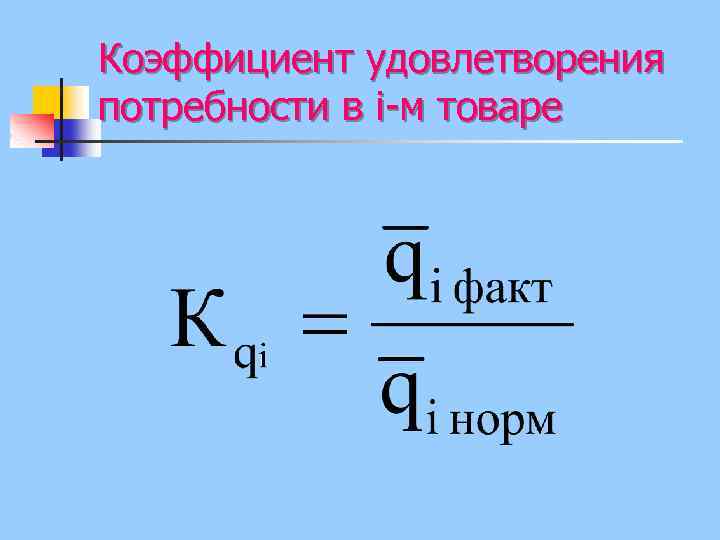 Коэффициент удовлетворения потребности в i-м товаре 