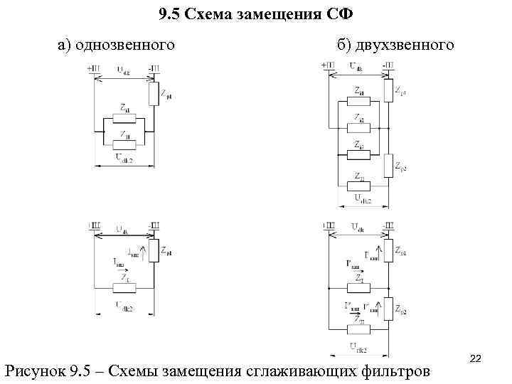 9. 5 Схема замещения СФ а) однозвенного б) двухзвенного Рисунок 9. 5 – Схемы