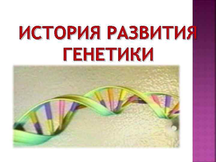 ИСТОРИЯ РАЗВИТИЯ ГЕНЕТИКИ 