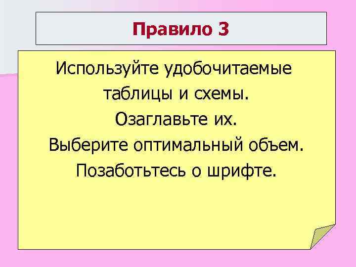 Правило 3 Используйте удобочитаемые таблицы и схемы. Озаглавьте их. Выберите оптимальный объем. Позаботьтесь о