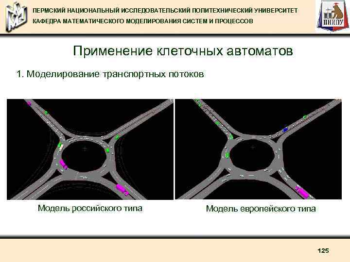ПЕРМСКИЙ НАЦИОНАЛЬНЫЙ ИССЛЕДОВАТЕЛЬСКИЙ ПОЛИТЕХНИЧЕСКИЙ УНИВЕРСИТЕТ КАФЕДРА МАТЕМАТИЧЕСКОГО МОДЕЛИРОВАНИЯ СИСТЕМ И ПРОЦЕССОВ Применение клеточных автоматов