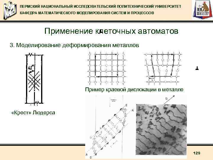 ПЕРМСКИЙ НАЦИОНАЛЬНЫЙ ИССЛЕДОВАТЕЛЬСКИЙ ПОЛИТЕХНИЧЕСКИЙ УНИВЕРСИТЕТ КАФЕДРА МАТЕМАТИЧЕСКОГО МОДЕЛИРОВАНИЯ СИСТЕМ И ПРОЦЕССОВ Применение клеточных автоматов