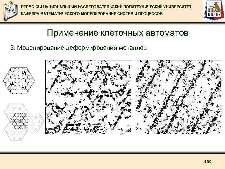 ПЕРМСКИЙ НАЦИОНАЛЬНЫЙ ИССЛЕДОВАТЕЛЬСКИЙ ПОЛИТЕХНИЧЕСКИЙ УНИВЕРСИТЕТ КАФЕДРА МАТЕМАТИЧЕСКОГО МОДЕЛИРОВАНИЯ СИСТЕМ И ПРОЦЕССОВ Применение клеточных автоматов