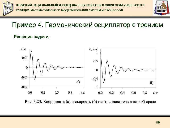 ПЕРМСКИЙ НАЦИОНАЛЬНЫЙ ИССЛЕДОВАТЕЛЬСКИЙ ПОЛИТЕХНИЧЕСКИЙ УНИВЕРСИТЕТ КАФЕДРА МАТЕМАТИЧЕСКОГО МОДЕЛИРОВАНИЯ СИСТЕМ И ПРОЦЕССОВ Пример 4. Гармонический