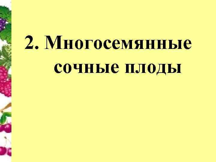 2. Многосемянные сочные плоды 