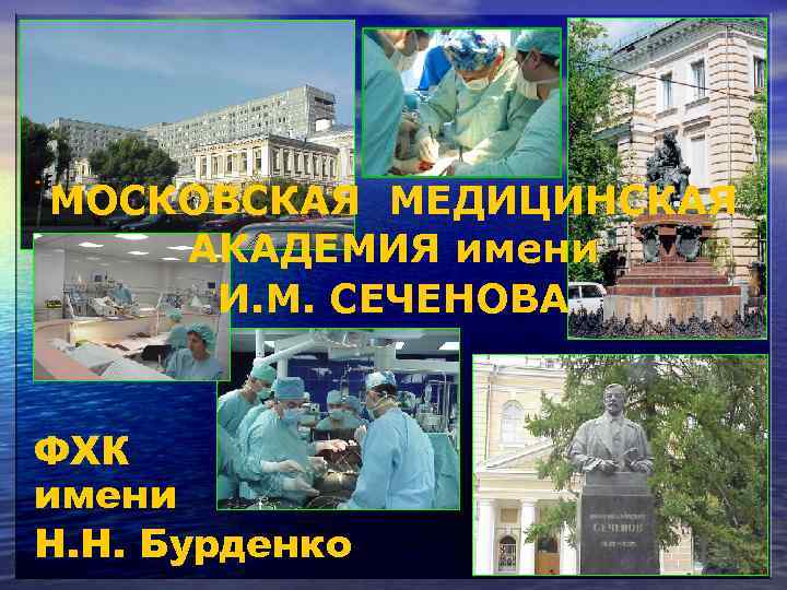 МОСКОВСКАЯ МЕДИЦИНСКАЯ АКАДЕМИЯ имени И. М. СЕЧЕНОВА ФХК имени Н. Н. Бурденко 