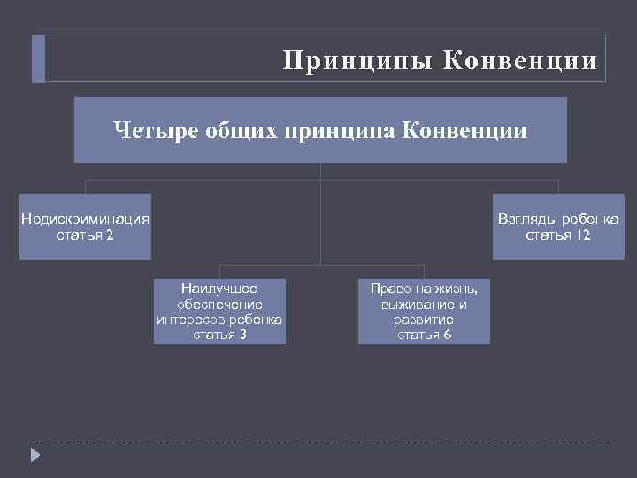 Принципы Конвенции Четыре общих принципа Конвенции Недискриминация статья 2 Взгляды ребенка статья 12 Наилучшее