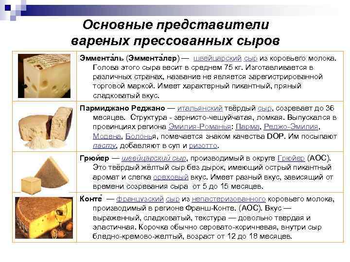 Основные представители вареных прессованных сыров Эммента ль (Эммента лер) — швейцарский сыр из коровьего