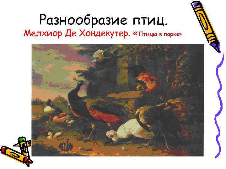 Разнообразие птиц. Мелхиор Де Хондекутер. «Птицы в парке» . 