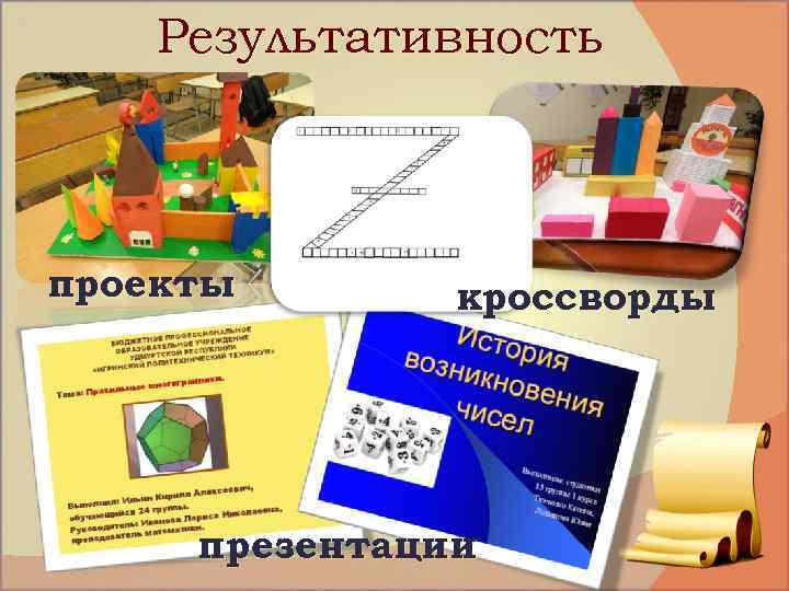 Результативность проекты кроссворды презентации 