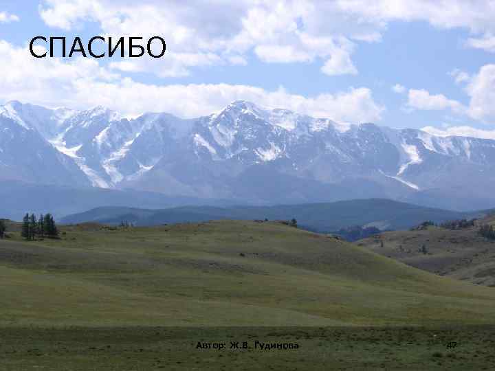 СПАСИБО Автор: Ж. В. Гудинова 47 