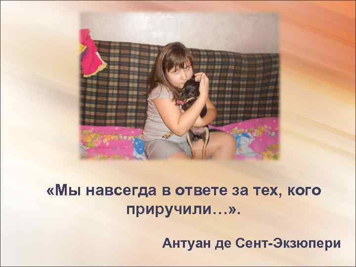  «Мы навсегда в ответе за тех, кого приручили…» . Антуан де Сент-Экзюпери 
