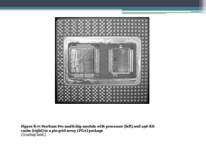 Figure 8. 77 Pentium Pro multichip module with processor (left) and 256 -KB cache