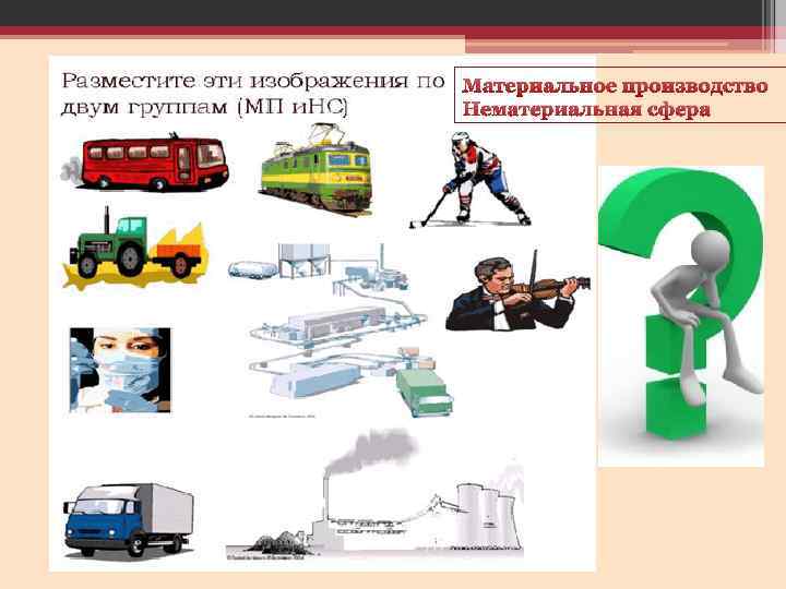 Материальное производство Нематериальная сфера 