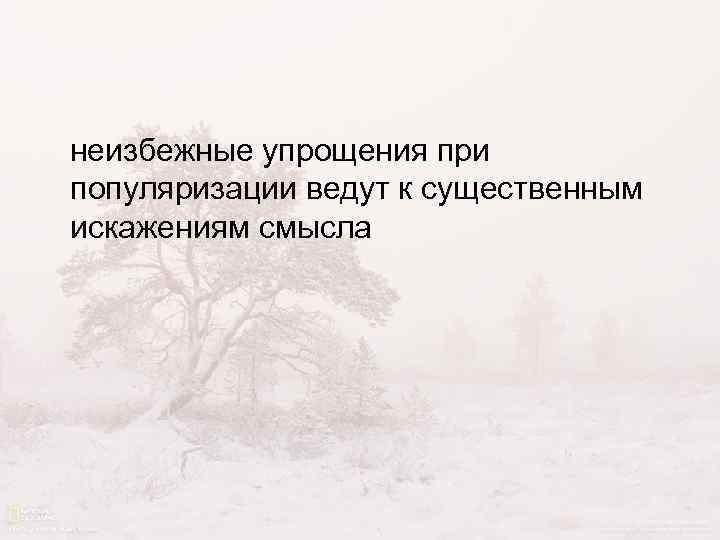 неизбежные упрощения при популяризации ведут к существенным искажениям смысла 