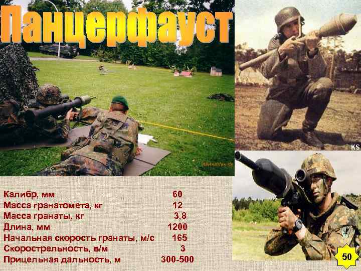 Калибр, мм 60 Масса гранатомета, кг 12 Масса гранаты, кг 3, 8 Длина, мм