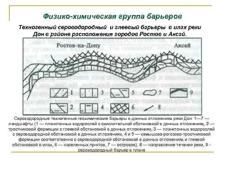 Физико-химическая группа барьеров Техногенный сероводородный и глеевый барьеры в илах реки Дон в районе