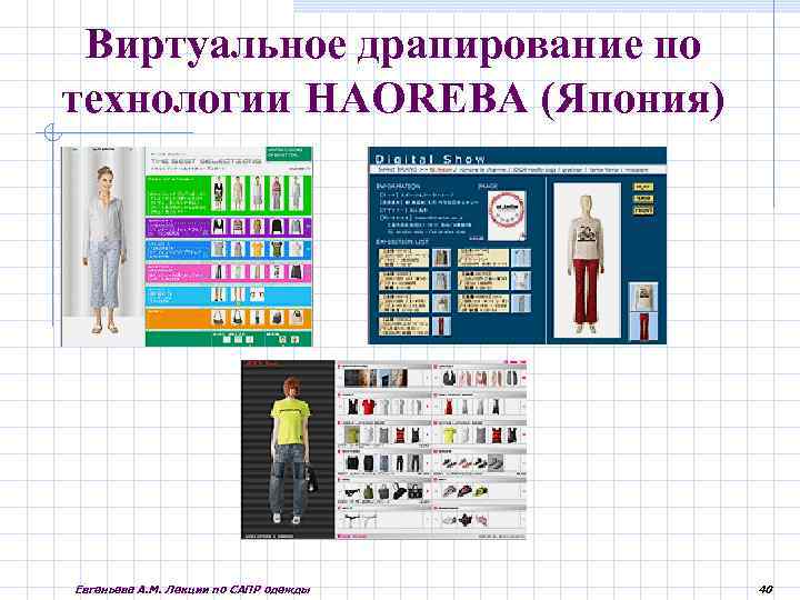 Виртуальное драпирование по технологии HAOREBA (Япония) Евгеньева А. М. Лекции по САПР одежды 40
