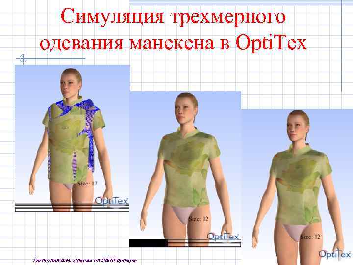 Симуляция трехмерного одевания манекена в Opti. Tex Евгеньева А. М. Лекции по САПР одежды