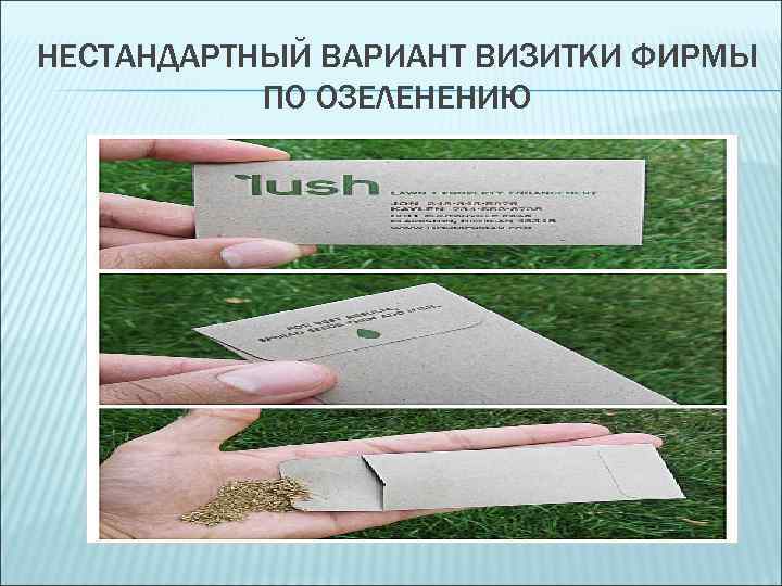 НЕСТАНДАРТНЫЙ ВАРИАНТ ВИЗИТКИ ФИРМЫ ПО ОЗЕЛЕНЕНИЮ 