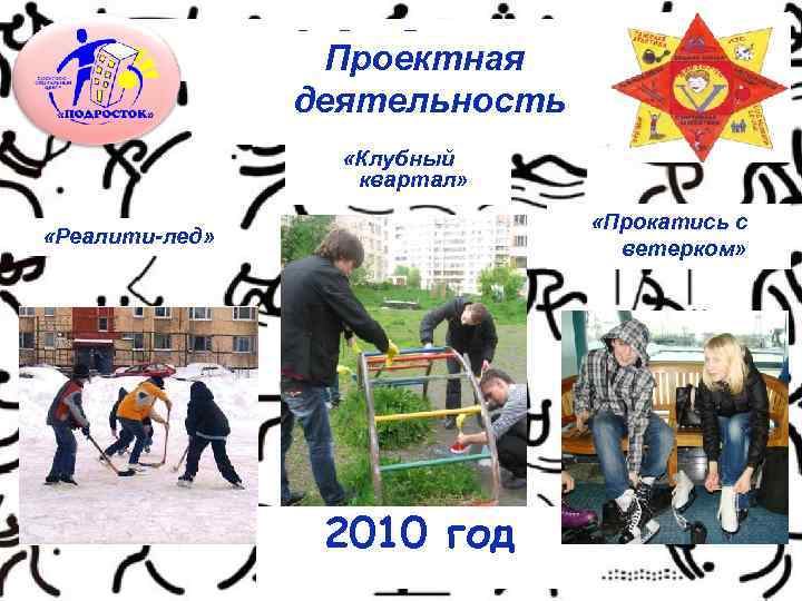 ПРОЕКТЫ Проектная деятельность «Клубный квартал» «Прокатись с ветерком» «Реалити-лед» 2010 год 