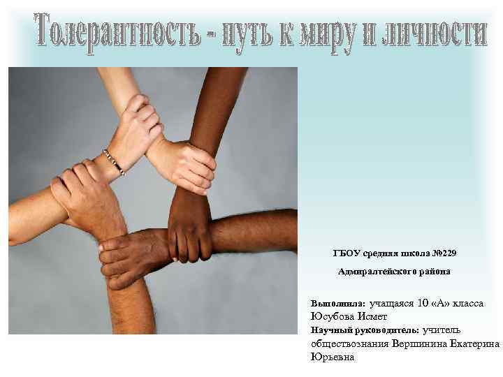 ГБОУ средняя школа № 229 Адмиралтейского района Выполнила: учащаяся 10 «А» класса Юсубова Исмет