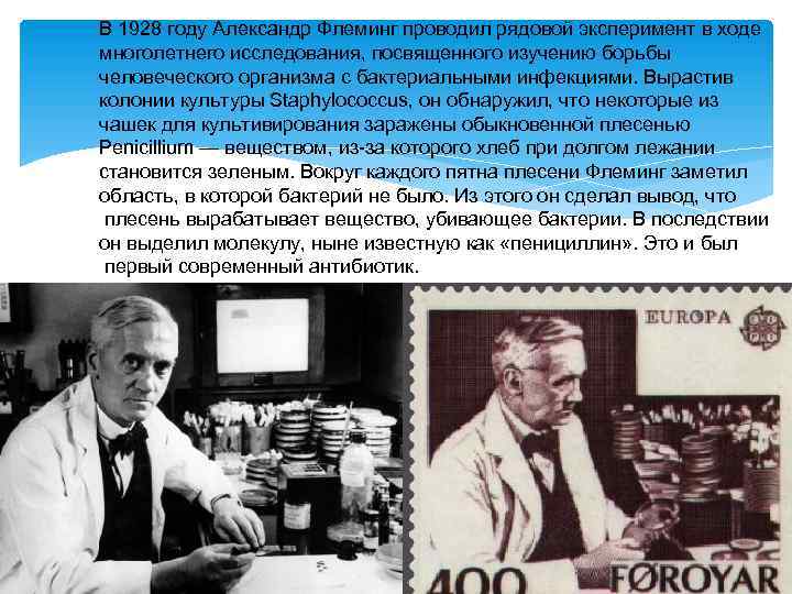 В 1928 году Александр Флеминг проводил рядовой эксперимент в ходе многолетнего исследования, посвященного изучению