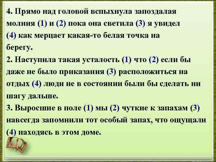 4. Прямо над головой вспыхнула запоздалая молния (1) и (2) пока она светила (3)