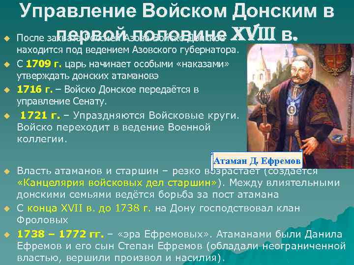 u u u u Управление Войском Донским в первой половине После захвата Россией Азова