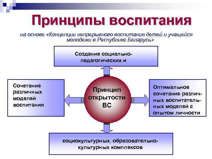 Принципы воспитания на основе «Концепции непрерывного воспитания детей и учащейся молодежи в Республике Беларусь»