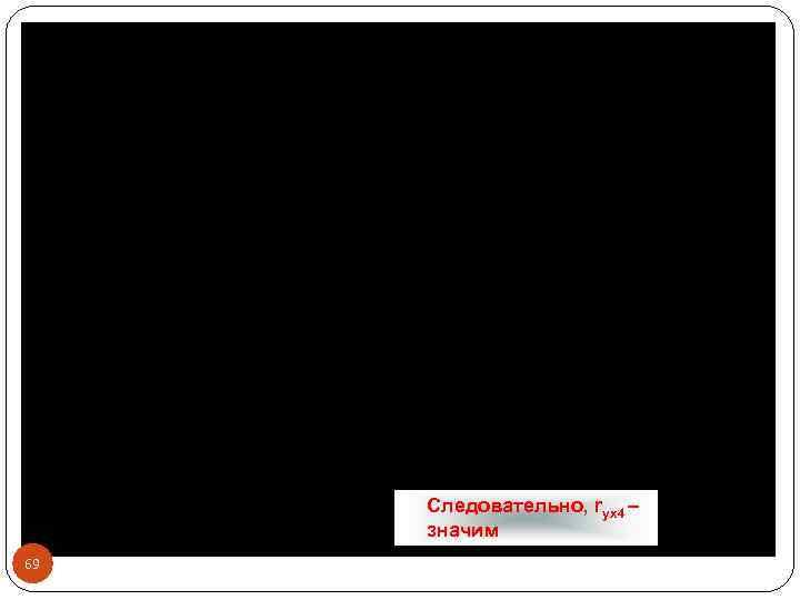 Следовательно, ryx 4 – значим 69 