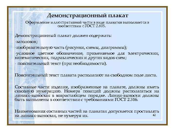 Демонстрационный плакат Оформление иллюстративной части в виде плакатов выполняется в соответствии с ГОСТ 2.