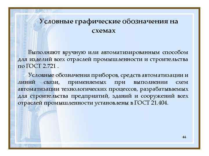Условные графические обозначения на схемах Выполняют вручную или автоматизированным способом для изделий всех отраслей