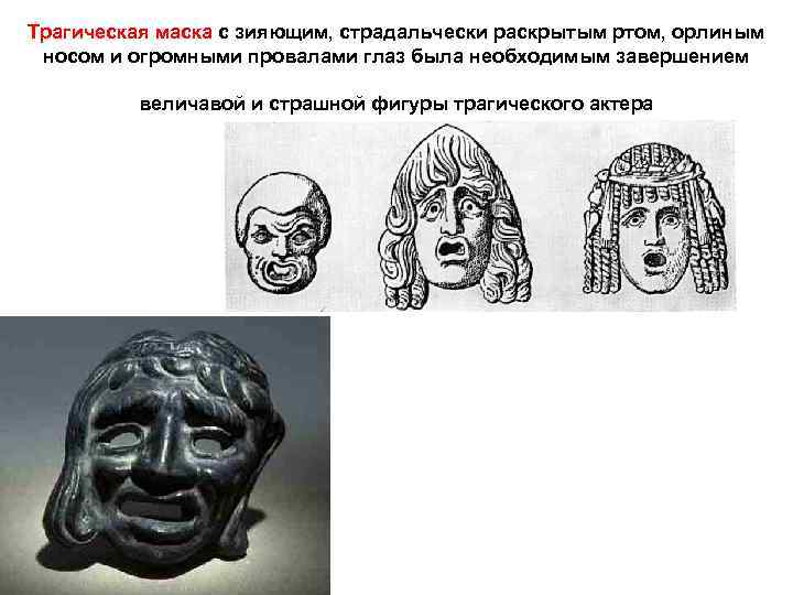 Трагическая маска с зияющим, страдальчески раскрытым ртом, орлиным носом и огромными провалами глаз была