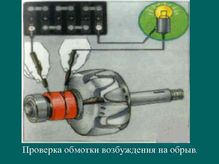 Проверка обмотки возбуждения на обрыв. 