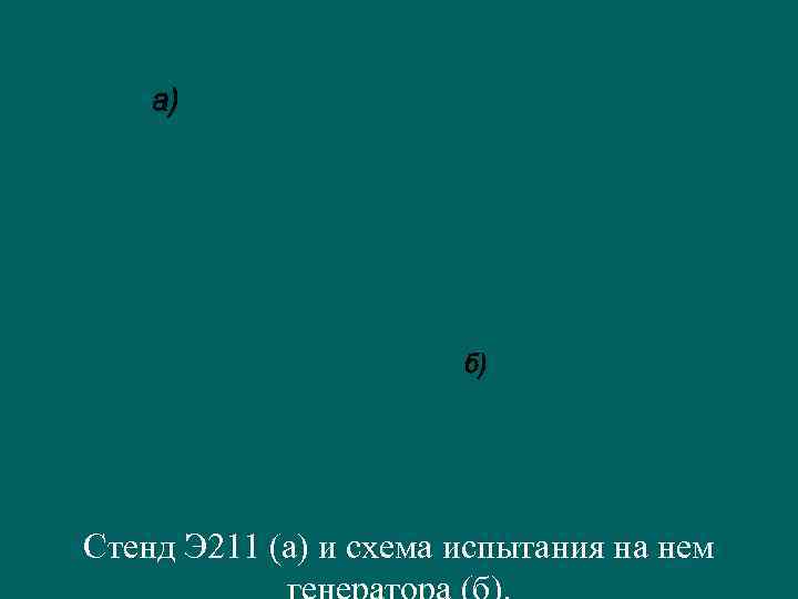 Стенд Э 211 (а) и схема испытания на нем 