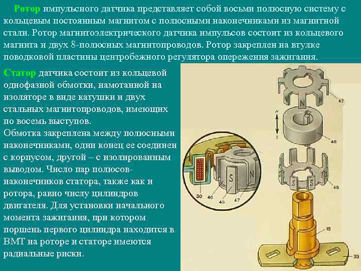 Ротор импульсного датчика представляет собой восьми полюсную систему с кольцевым постоянным магнитом с полюсными