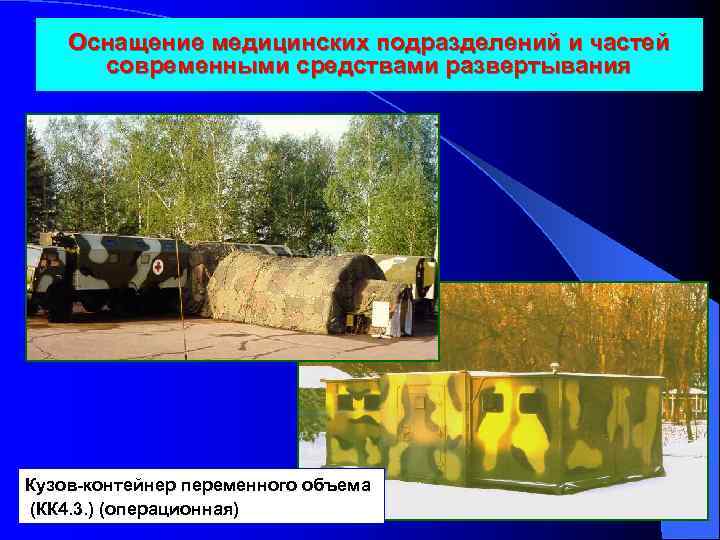 Оснащение медицинских подразделений и частей современными средствами развертывания Кузов-контейнер переменного объема (КК 4. 3.