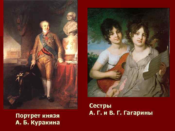 Портрет князя А. Б. Куракина Сестры А. Г. и В. Г. Гагарины 