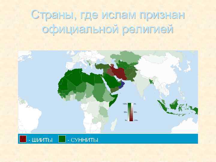 Страны, где ислам признан официальной религией - ШИИТЫ - СУННИТЫ 
