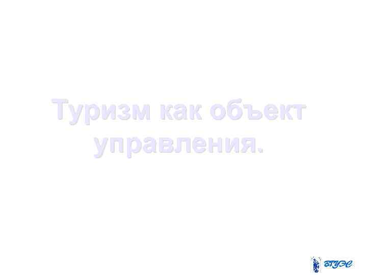 Туризм как объект управления. 