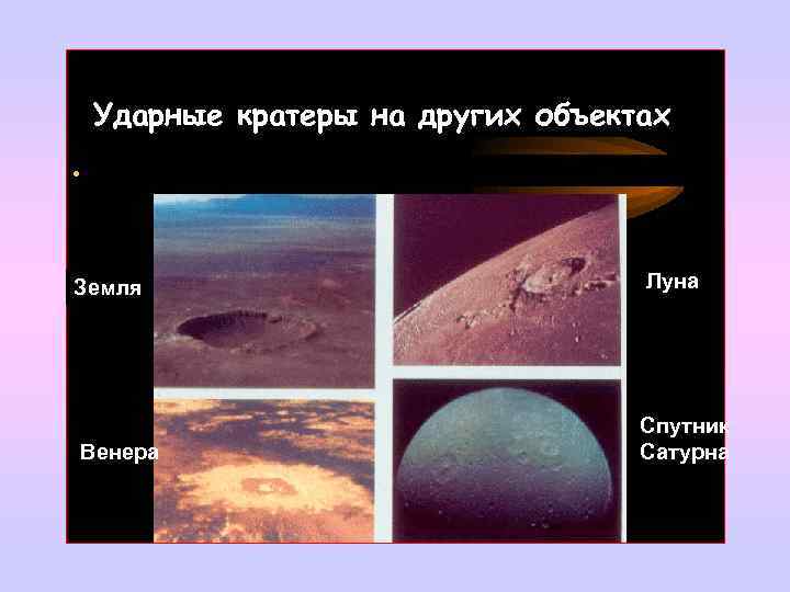 Ударные кратеры на других объектах Земля Луна Венера Спутник Сатурна 