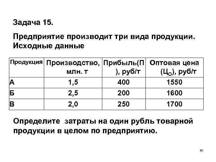 Предприятие производит продукцию