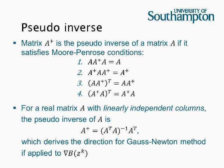 Pseudo inverse 