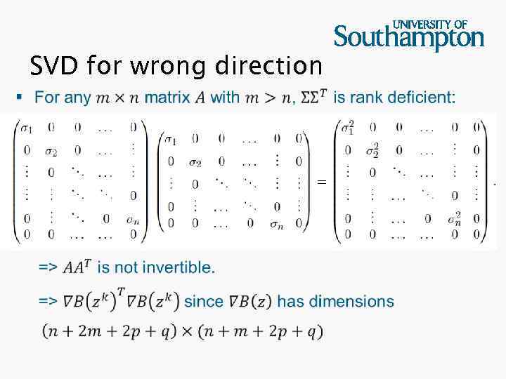 SVD for wrong direction 