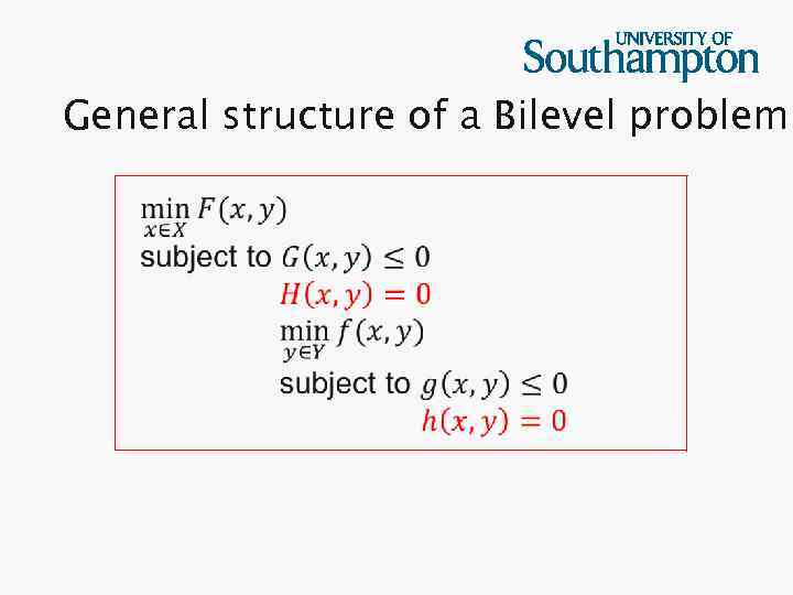 General structure of a Bilevel problem 