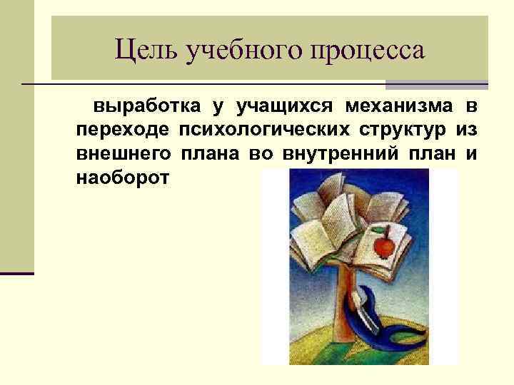 Цель учебного процесса выработка у учащихся механизма в переходе психологических структур из внешнего плана