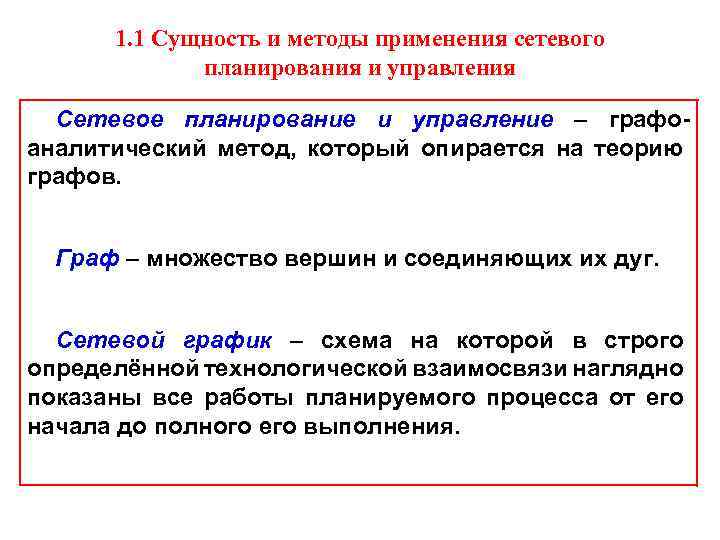1. 1 Сущность и методы применения сетевого планирования и управления Сетевое планирование и управление