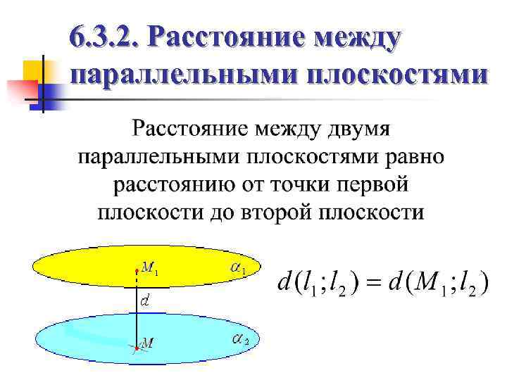 6. 3. 2. Расстояние между параллельными плоскостями 
